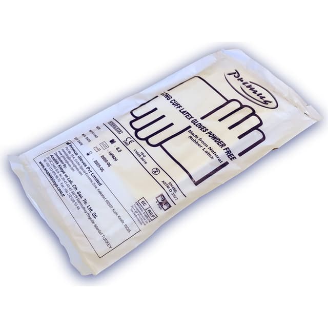 BZS400PF85 - BEZOSS STERILE LATEX GLOVES 40CM CUFF SIZE 8,5